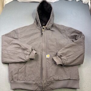 Vintage Carhartt J140 GVL Size 2XL GRAY Canvas Hooded Quilted Rare USA UNION